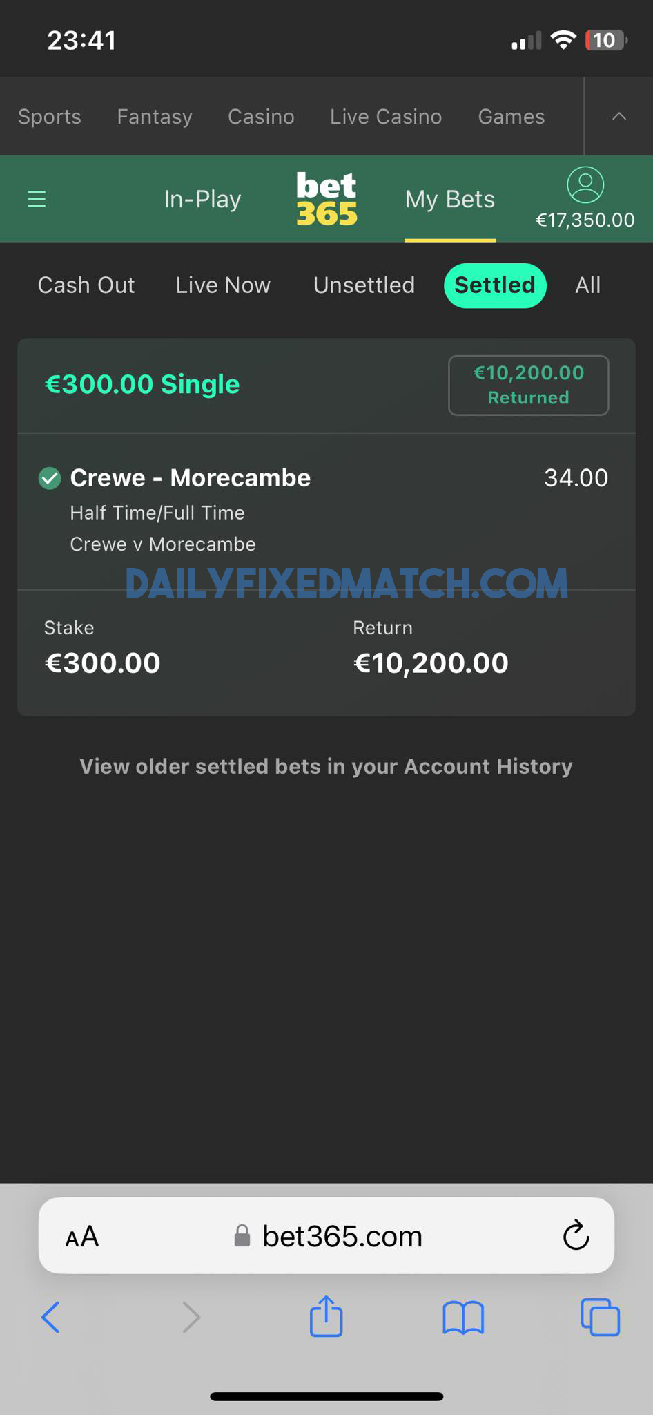 BET365 Fixed Matches